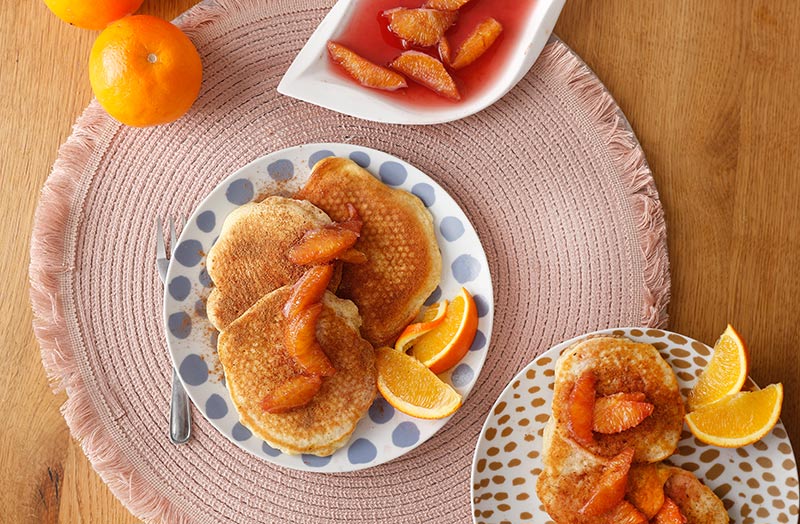 Pancakes mit Orangen-Kompott
