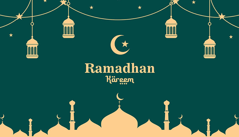 Gezeichnetes Bild mit Symbolen des Islam zum Ramadan