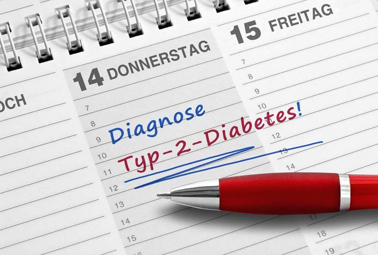 Auf einem Kalender steht der Schriftzug "Diagnose Typ-2-Diabetes"