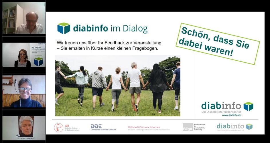 Bildschirmfoto der Veranstaltung 'diabinfo im Dialog'