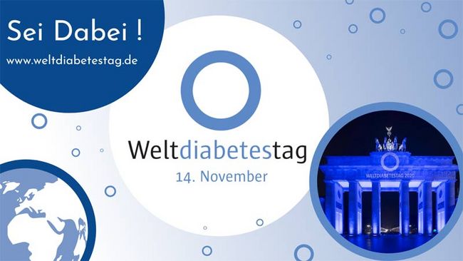 Banner zum Weltdiabetestag am 14. November