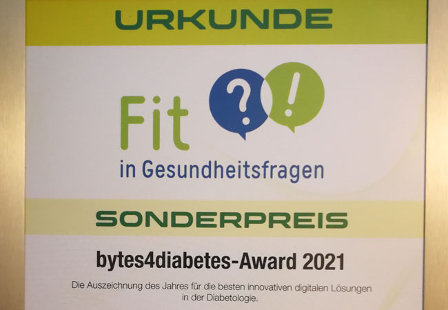 Urkunde bytes4diabetes Award Sonderpreis